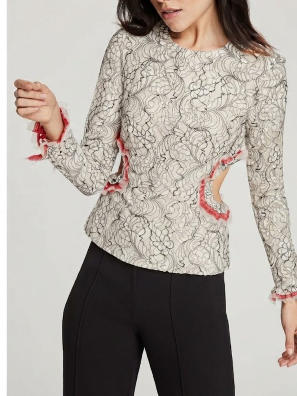 Bcbg Maxazria Haven Cut Out Lined Long Sleeve Top Shirt Size  XS‎